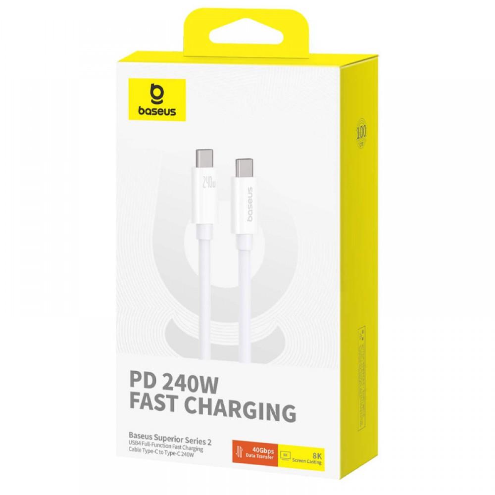 Дата кабель Baseus Superior Series 2 USB4 Full-Function Type-C to Type-C 240W (1m) (P10365200211) Moon White