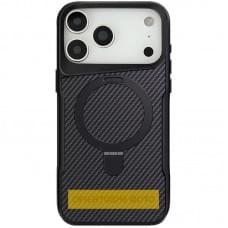 TPU+PC чохол Metal Buttons with MagSafe Carbon Ring для Apple iPhone 17 (6.3") Чорний