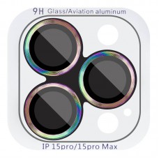 Захисне скло Metal Classic на камеру (в упак.) для Apple iPhone 15 Pro (6.1") / 15 Pro Max (6.7") Бузковий / Rainbow