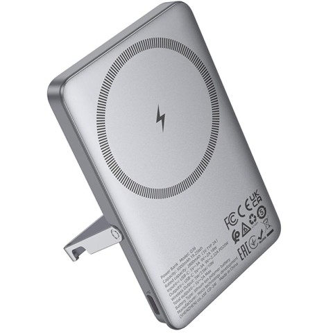 Портативний ЗП Power Bank Hoco Q36 Sunlight magnetic suction+holder PD20W з БЗП 5000 mAh Metal grey