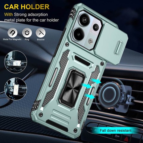 Ударостійкий чохол Camshield Army Ring для Xiaomi Redmi Note 13 4G Зелений / Light Green