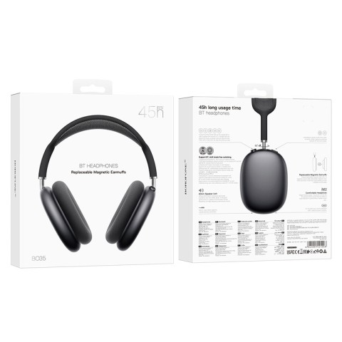 Накладні бездротові навушники Borofone BO35 Plus Adorable ANC Deep space gray