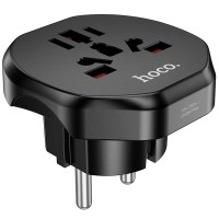 Сетевой універсальний перехідник Hoco AC6 3in1 (EU) Black