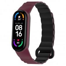 Ремінець Dual-color Magnetic для Xiaomi Mi Band 7/6/5/4/3 Plum / Black