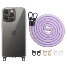 Чохол TPU Transparent with Straps для Apple iPhone 12 Pro / 12 (6.1") Light Purple