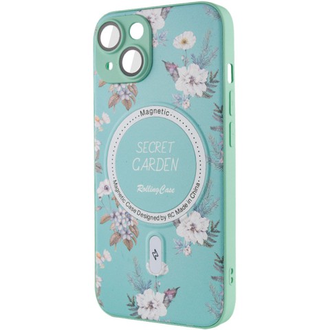 TPU+PC чохол Secret Garden with MagSafe для Apple iPhone 15 (6.1") Mint