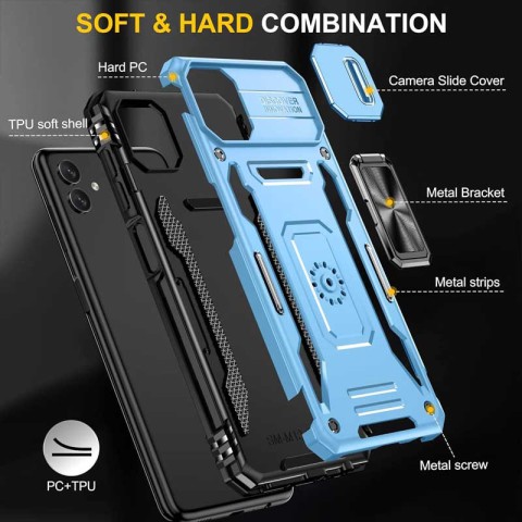 Ударостійкий чохол Camshield Army Ring для Samsung Galaxy A06 Блакитний / Light Blue