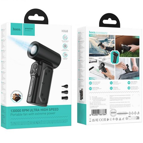 Портативний турбовентилятор Hoco HX68 Flujo fan Black