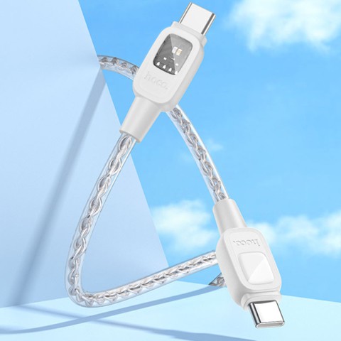 Дата кабель Hoco U124 Stone silicone power-off 60W Type-C to Type-C (1.2m) Gray