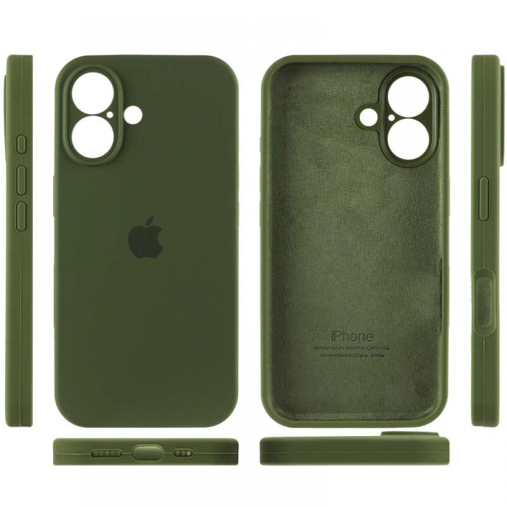 Чохол Silicone Case Full Camera Protective (AA) для Apple iPhone 16 (6.1") Зелений / Dark Olive