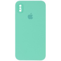 Чохол Silicone Case Square Full Camera Protective (AA) для Apple iPhone X / XS (5.8") Бірюзовий / Turquoise