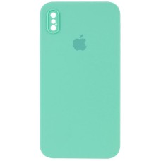 Чохол Silicone Case Square Full Camera Protective (AA) для Apple iPhone X / XS (5.8") Бірюзовий / Turquoise