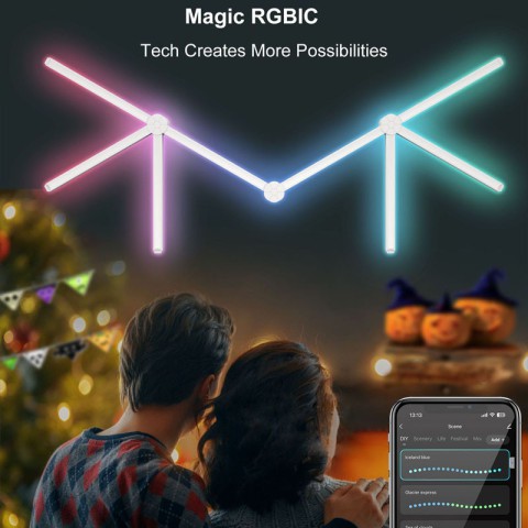 Модульный настінний світильник LED RGB 5V SAL-014B 9pcs Bluetooth USB with app White