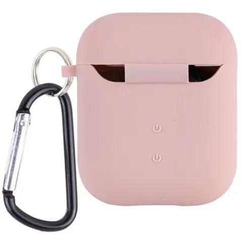 Силіконовий футляр з мікрофіброю для навушників Airpods 1/2 Рожевий / Pink Sand