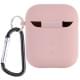 Силіконовий футляр з мікрофіброю для навушників Airpods 1/2 Рожевий / Pink Sand