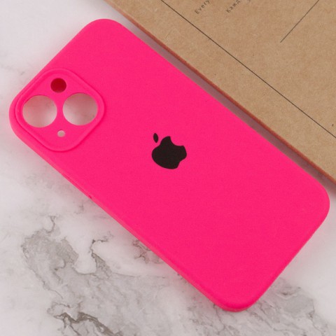 Чохол Silicone Case Full Camera Protective (AA) для Apple iPhone 14 (6.1") Рожевий / Barbie pink