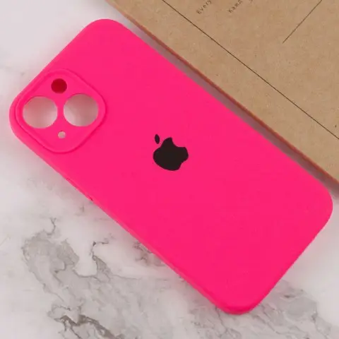 Чохол Silicone Case Full Camera Protective (AA) для Apple iPhone 14 (6.1") Рожевий / Barbie pink