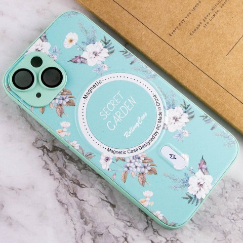 TPU+PC чохол Secret Garden with MagSafe для Apple iPhone 15 (6.1") Mint