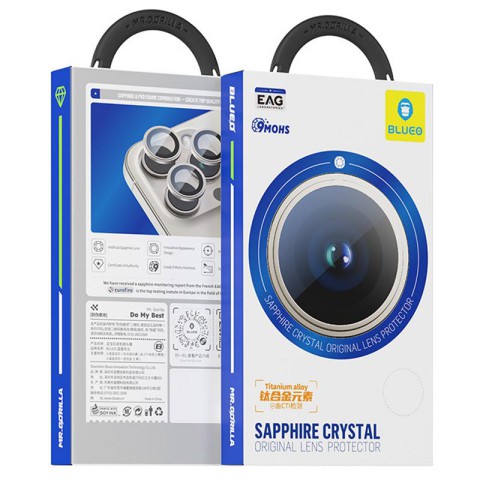 Захисне скло BlueO Sapphire на камеру для Apple iPhone 17 Pro / 17 Pro Max Срібний / Silver