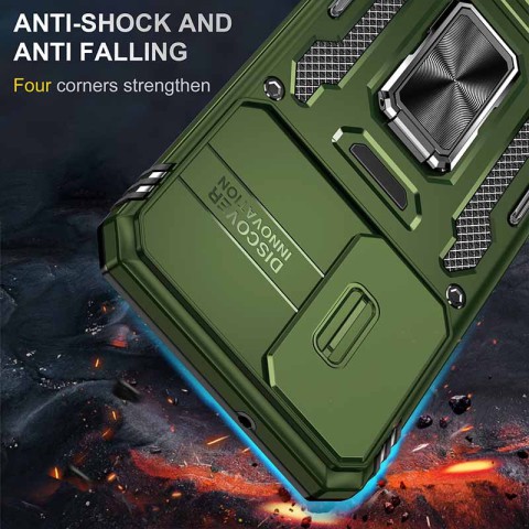 Ударостійкий чохол Camshield Army Ring для Samsung Galaxy S21 FE Оливковий / Army Green