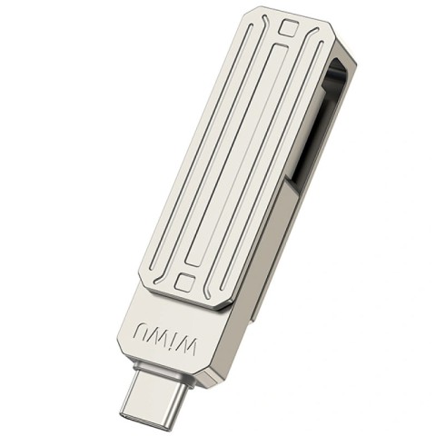 Флеш-накопичувач WIWU Wi-FD001 3in1 (USB-A/C/L) USB 3.0 — 256GB Silver