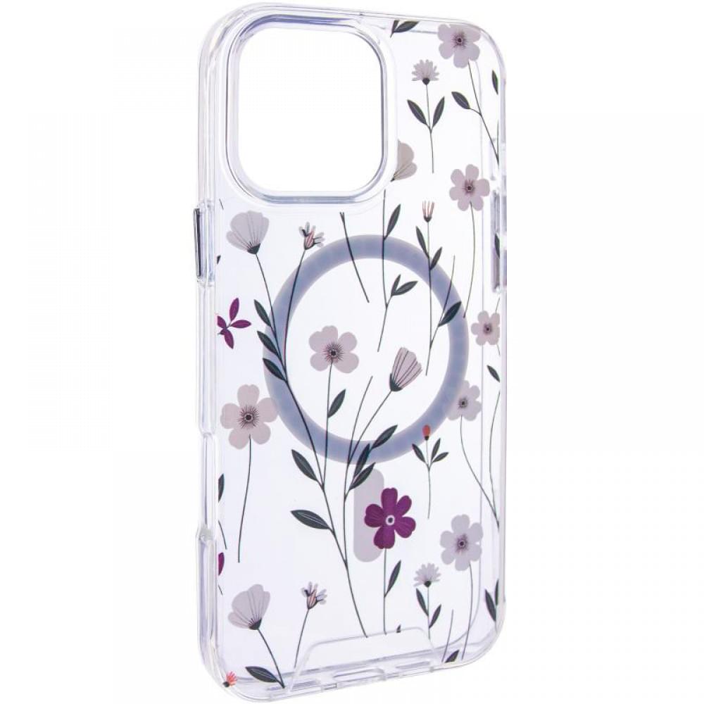 TPU+PC чохол Clear Garden with MagSafe для Apple iPhone 16e (6.1") Cherry Petal