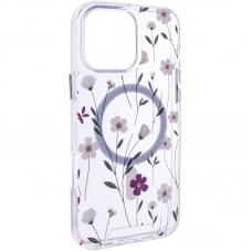 TPU+PC чохол Clear Garden with MagSafe для Apple iPhone 16e (6.1") Cherry Petal