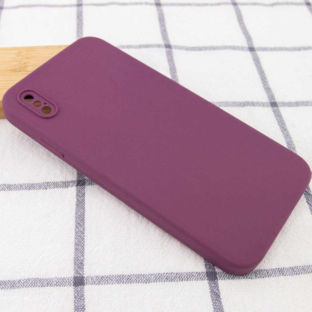 Чохол Silicone Case Square Full Camera Protective (AA) NOLOGO для Apple iPhone XS Max (6.5") Бордовий / Maroon