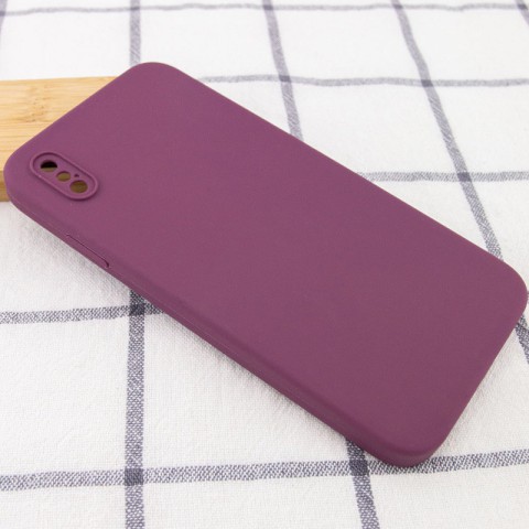 Чохол Silicone Case Square Full Camera Protective (AA) NOLOGO для Apple iPhone XS Max (6.5") Бордовий / Maroon