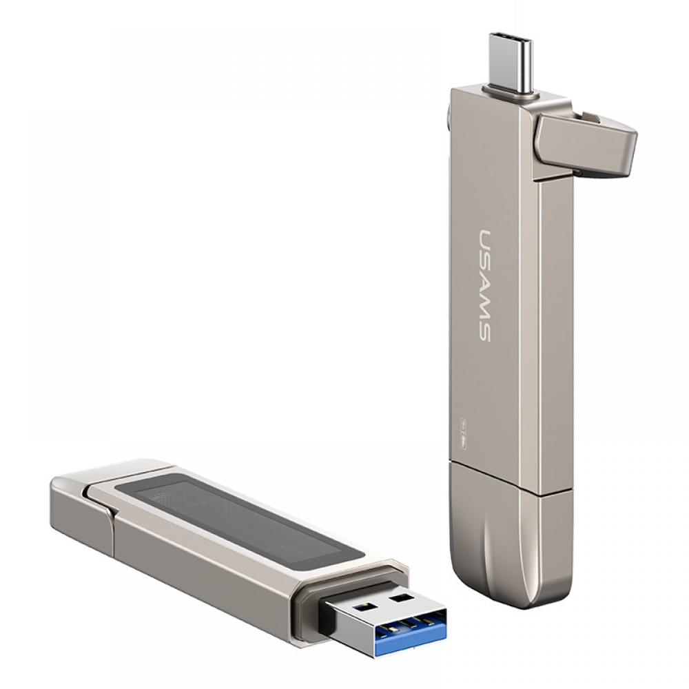 Флеш-накопичувач Usams US-ZB279 2in1 USB 3.2 + Type-C GEN1 Dual Ports Aluminum Alloy 10G – 256GB Silver
