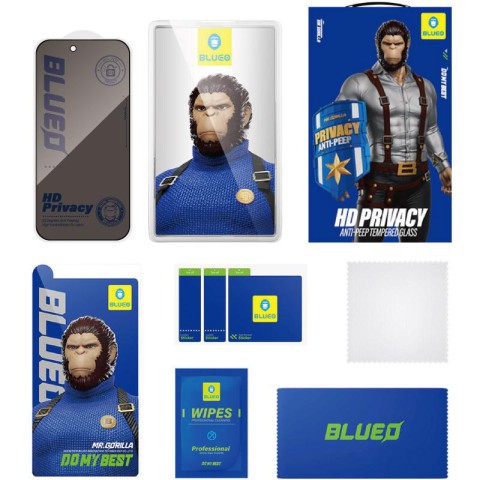 Захисне 2.5D скло Blueo Full Cover Anti-Peep для Apple iPhone 17 / 17 Pro (6.3") Чорний