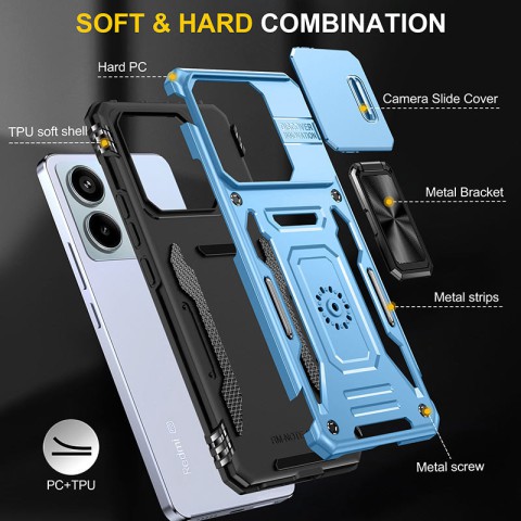 Ударостійкий чохол Camshield Army Ring для Xiaomi Redmi Note 13 4G Блакитний / Light Blue