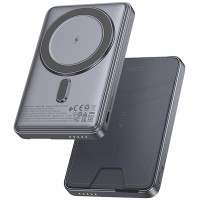 Портативний ЗП Power Bank Hoco Q46 Title PD20W з БЗП+card holder 5000 mAh Silver gray