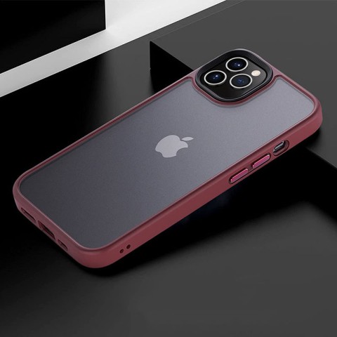 TPU+PC чохол Metal Buttons для Apple iPhone 12 Pro / 12 (6.1") Бордовий