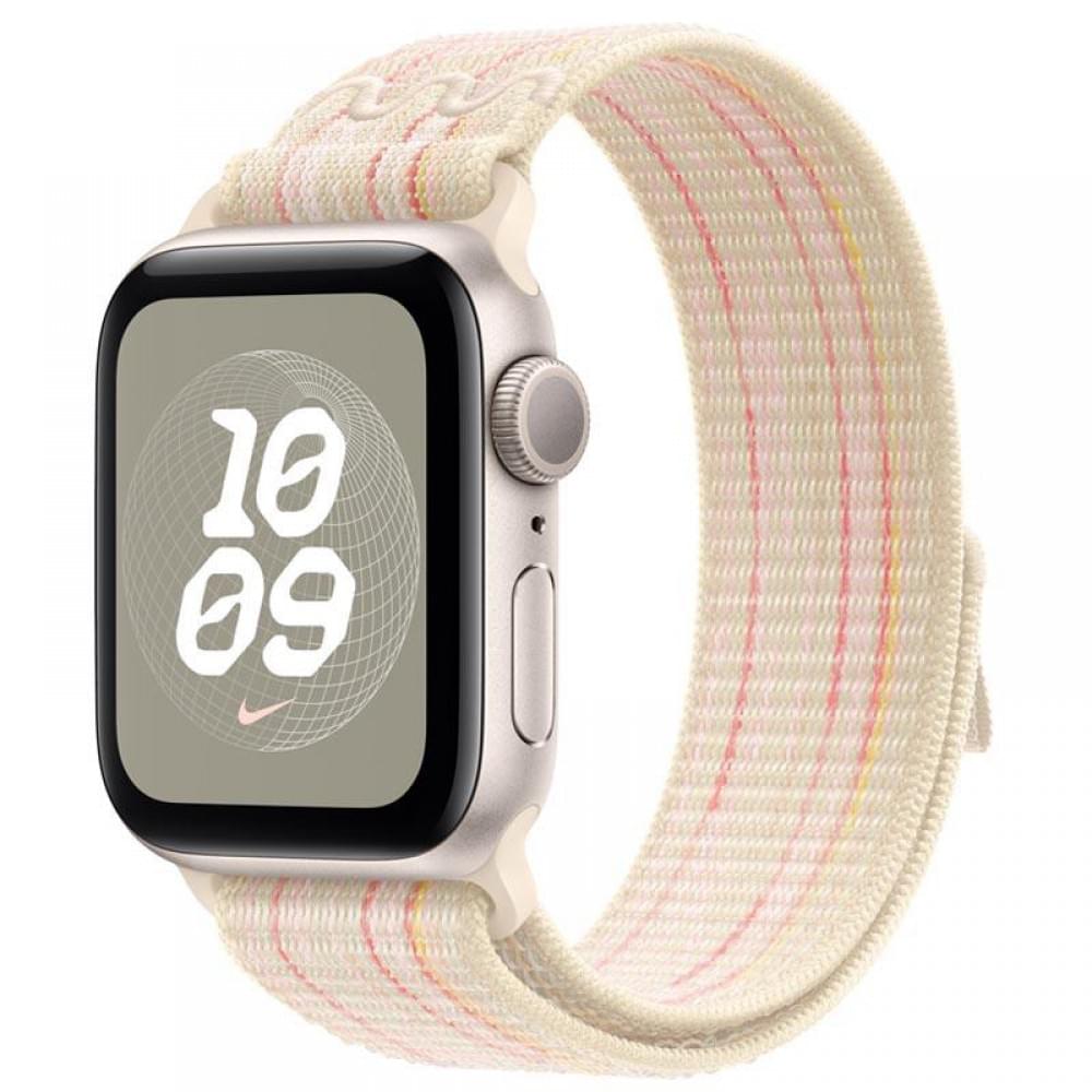 Ремінець Nylon Sport Loop для Apple Watch 42(ser.1-3)/44/45/46/49mm Starlight / Pink