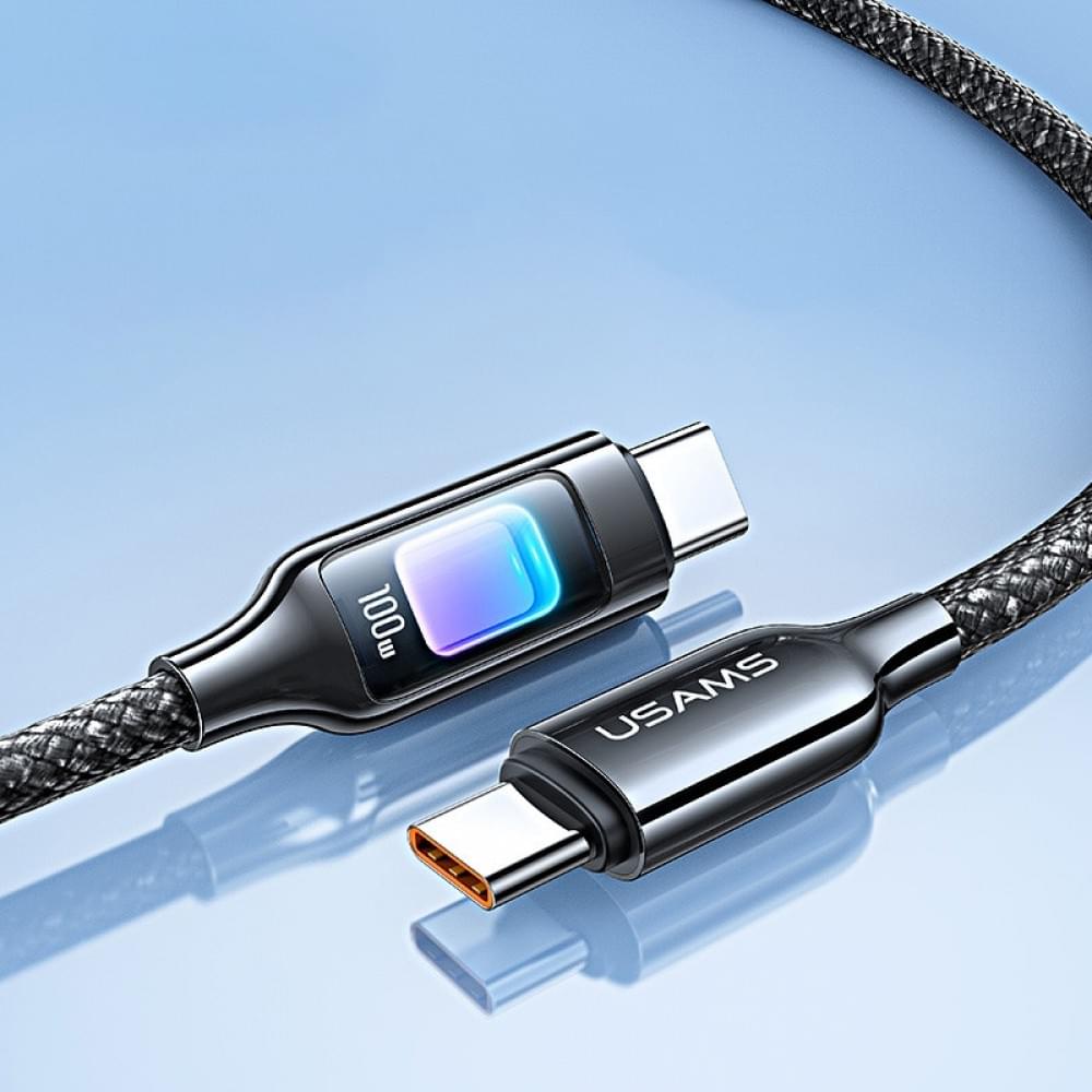 Дата кабель Usams US-SJ750 With Colorful Light TC Ser. Type-C to Type-C 100W (1.2m)