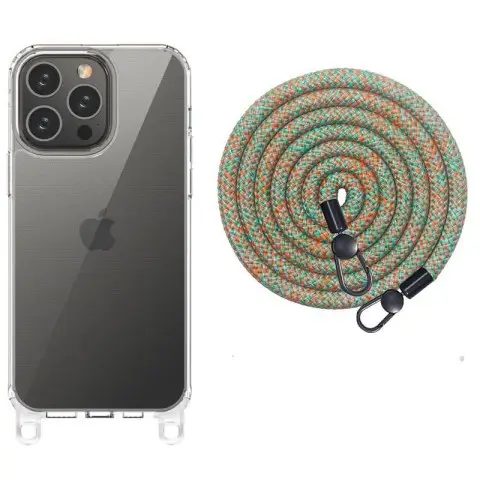 Чохол TPU Transparent with Straps для Apple iPhone 14 Pro (6.1") Green / Red