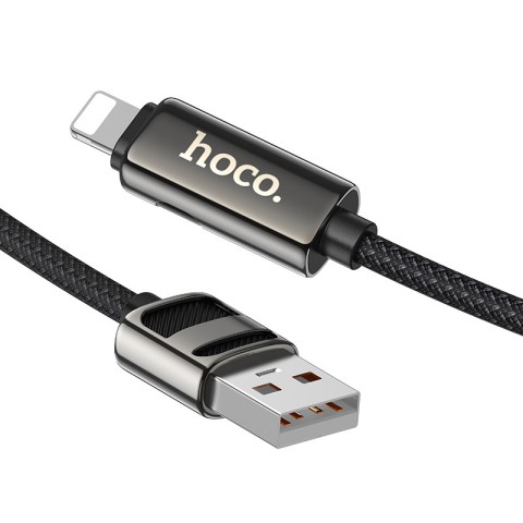 Дата кабель Hoco U137 Line with display USB to Lightning 2.4A/12W (1.2m) Black