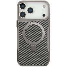 TPU+PC чохол Metal Buttons with MagSafe Carbon Ring для Apple iPhone 17 Pro Max (6.9") Сірий