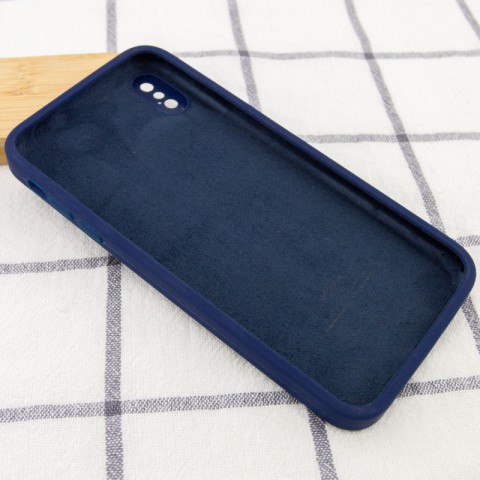 Чохол Silicone Case Square Full Camera Protective (AA) для Apple iPhone XS Max (6.5") Темно-синій / Midnight blue