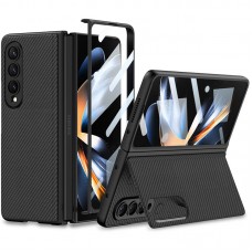 Шкіряний чохол GKK 360 + Glass з підставкою для Samsung Galaxy Z Fold4 Carbon