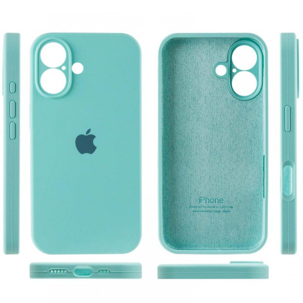 Чохол Silicone Case Full Camera Protective (AA) для Apple iPhone 16 (6.1") Бірюзовий / Marine Green