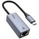 Перехідник Hoco UA37 Portable Type-C to RJ45 1000 Mbs (0.15m) Metal gray