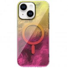 Чохол TPU Shiny Mountain (MagFit) для Apple iPhone 15 (6.1") Yellow / Pink