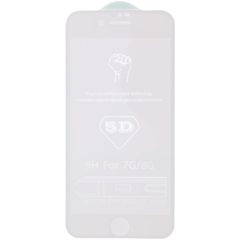 Захисне скло 5D Hard (full glue) (тех.пак) для Apple iPhone 7 / 8 / SE (2020) (4.7") Білий