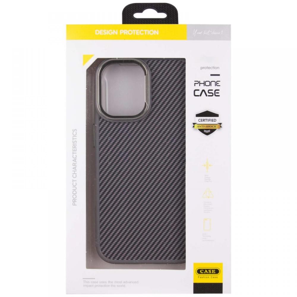 Чохол TPU+PC Carbon with MagSafe для Apple iPhone 16 (6.1") Grey