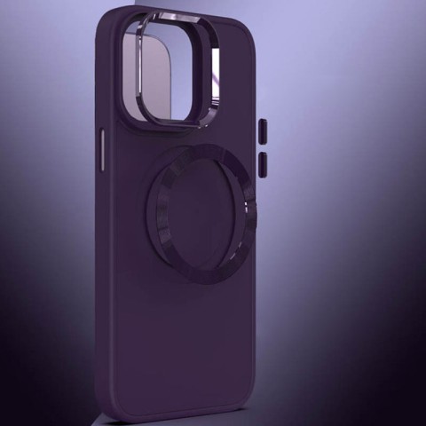 TPU чохол Bonbon Metal Style with MagSafe для Apple iPhone 14 (6.1") Фіолетовий / Dark Purple