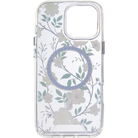 TPU+PC чохол Clear Garden with MagSafe для Apple iPhone 16 Pro (6.3") White Gardenia
