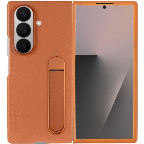 Шкіряний чохол Leather Case (AAA) with stand для Samsung Galaxy Z Fold7 Tan