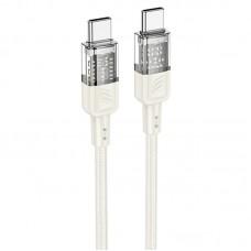 Дата кабель Hoco U129 Spirit Transparent Type-C to Type-C 60W (1.2m) Biege